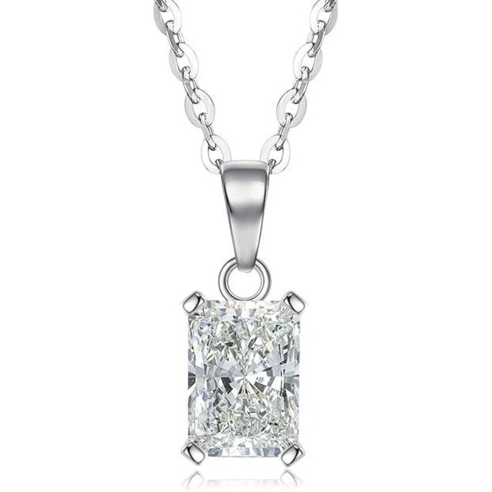 GRA Moissanite Diamond Necklace Radiant Cut 1.0 Carat D VVS1‎ Excellent Cut